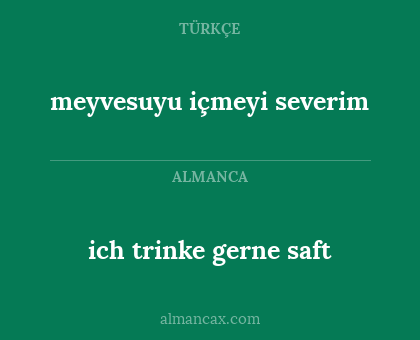 ich trinke gerne saft - meyvesuyu içmeyi severim
