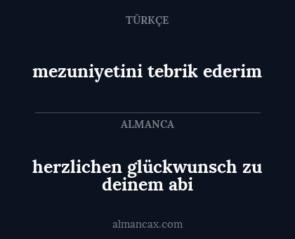 mezuniyetini tebrik ederim - herzlichen glückwunsch zu deinem abi
