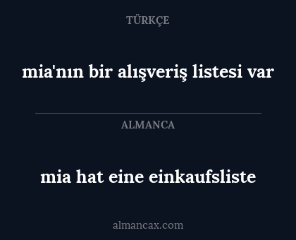 mia hat eine einkaufsliste - mia'nın bir alışveriş listesi var