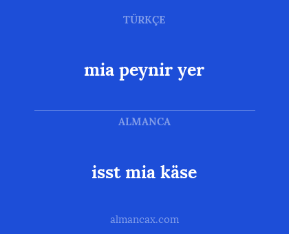 isst mia käse - mia peynir yer