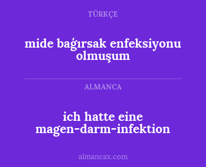 ich hatte eine magen-darm-infektion - mide baģırsak enfeksiyonu olmuşum
