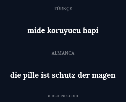 die pille ist schutz der magen - mide koruyucu hapi