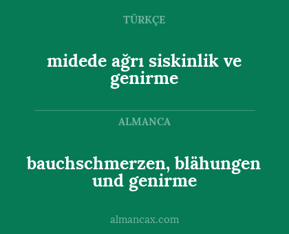 bauchschmerzen, blähungen und genirme - midede ağrı siskinlik ve genirme