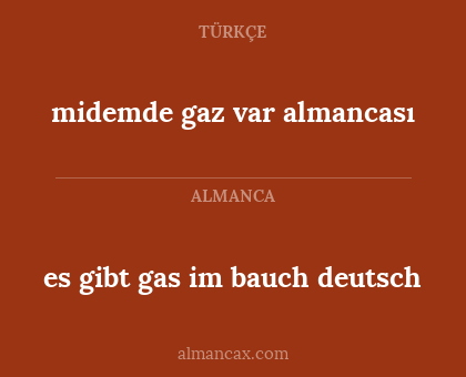 es gibt gas im bauch deutsch - midemde gaz var almancası