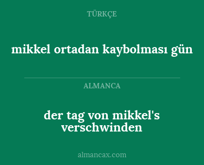 der tag von mikkel's verschwinden - mikkel ortadan kaybolması gün