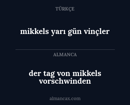 mikkels yarı gün vinçler - der tag von mikkels vorschwinden