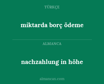 miktarda borç ödeme - nachzahlung in höhe