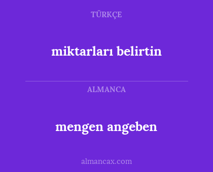 mengen angeben - miktarları belirtin