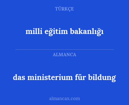 milli eğitim bakanlığı - das ministerium für bildung