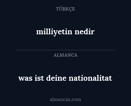was ist deine nationalitat - milliyetin nedir
