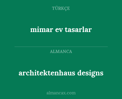 mimar ev tasarlar - architektenhaus designs