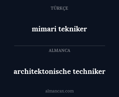 architektonische techniker - mimari tekniker