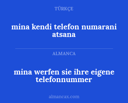 mina werfen sie ihre eigene telefonnummer - mina kendi telefon numarani atsana