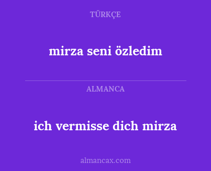 ich vermisse dich mirza - mirza seni özledim