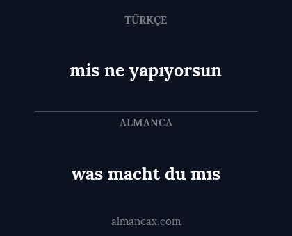 mis ne yapıyorsun - was macht du mıs