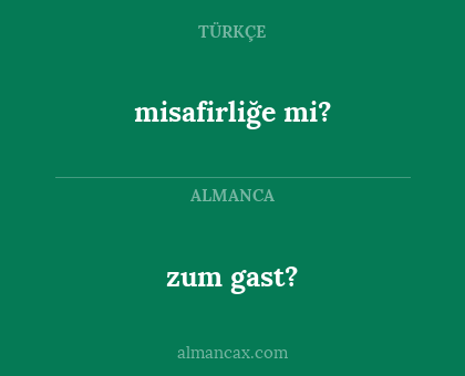 zum gast? - misafirliğe mi?