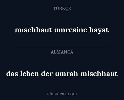 das leben der umrah mischhaut - mıschhaut umresine hayat