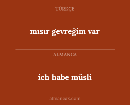 mısır gevreğim var - ich habe müsli
