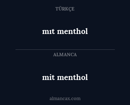mit menthol - mıt menthol