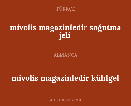 mivolis magazinledir soğutma jeli - mivolis magazinledir kühlgel