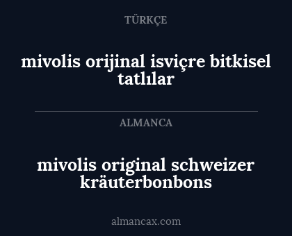 mivolis original schweizer kräuterbonbons - mivolis orijinal isviçre bitkisel tatlılar