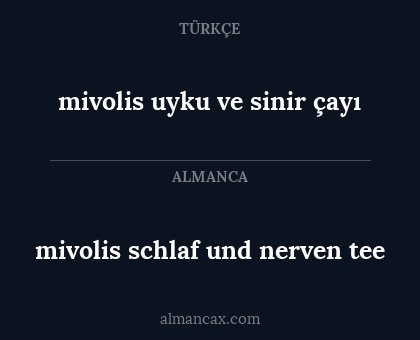 mivolis schlaf und nerven tee - mivolis uyku ve sinir çayı