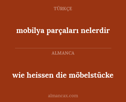wie heissen die möbelstücke - mobilya parçaları nelerdir