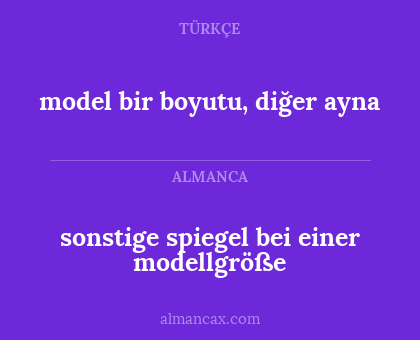 sonstige spiegel bei einer modellgröße - model bir boyutu, diğer ayna