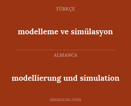 modellierung und simulation - modelleme ve simülasyon