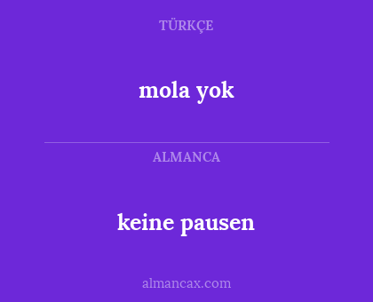 mola yok - keine pausen