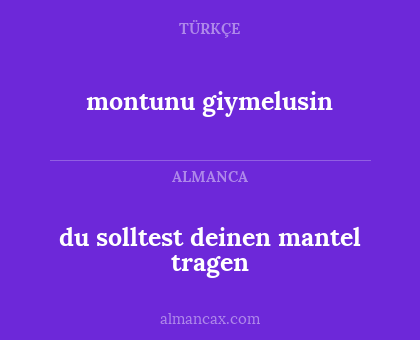 montunu giymelusin - du solltest deinen mantel tragen