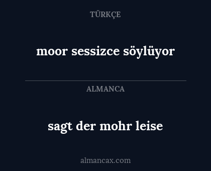 sagt der mohr leise - moor sessizce söylüyor