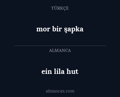 mor bir şapka - ein lila hut