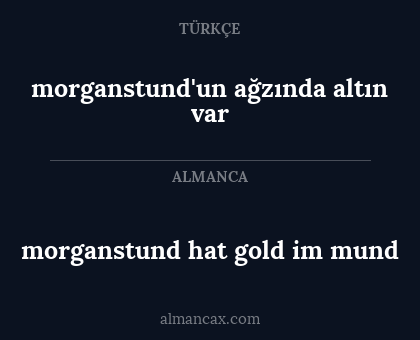 morganstund hat gold im mund - morganstund'un ağzında altın var