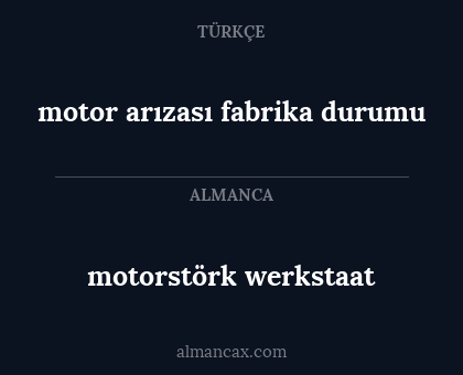 motorstörk werkstaat - motor arızası fabrika durumu