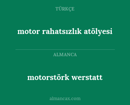 motorstörk werstatt - motor rahatsızlık atölyesi