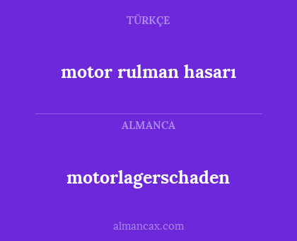 motorlagerschaden - motor rulman hasarı