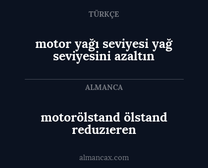 motor yağı seviyesi yağ seviyesini azaltın - motorölstand ölstand reduzıeren