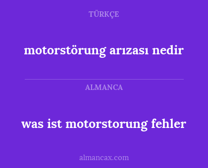 motorstörung arızası nedir - was ist motorstorung fehler
