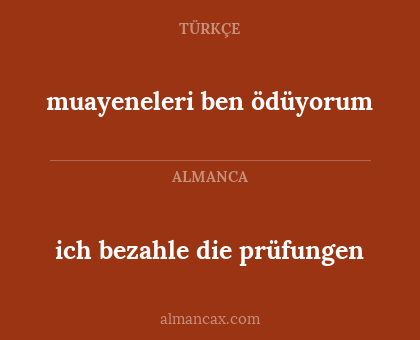 ich bezahle die prüfungen - muayeneleri ben ödüyorum