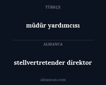 stellvertretender direktor - müdür yardımcısı