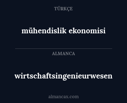 wirtschaftsingenieurwesen - mühendislik ekonomisi