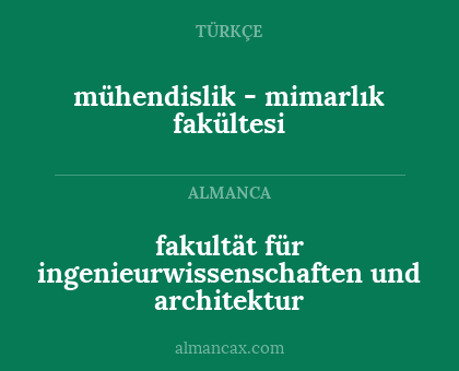 mühendislik - mimarlık fakültesi - fakultät für ingenieurwissenschaften und architektur