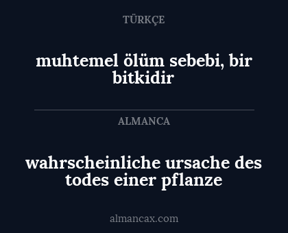wahrscheinliche ursache des todes einer pflanze - muhtemel ölüm sebebi, bir bitkidir