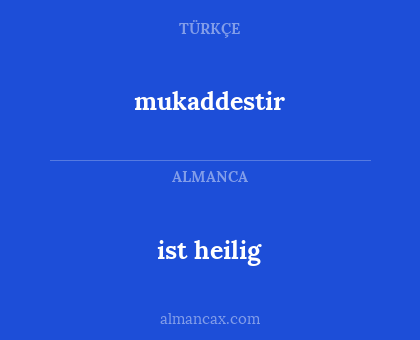 ist heilig - mukaddestir