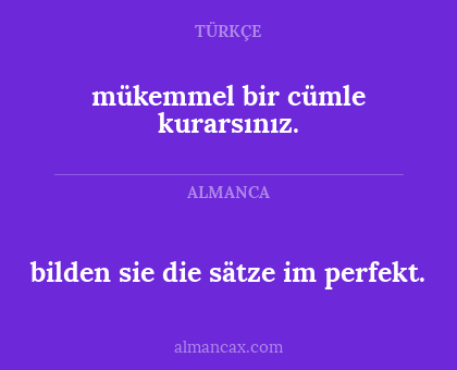 bilden sie die sätze im perfekt. - mükemmel bir cümle kurarsınız.