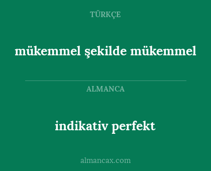 indikativ perfekt - mükemmel şekilde mükemmel
