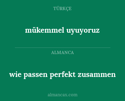 mükemmel uyuyoruz - wie passen perfekt zusammen