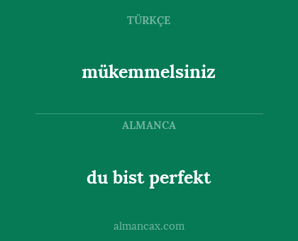 mükemmelsiniz - du bist perfekt