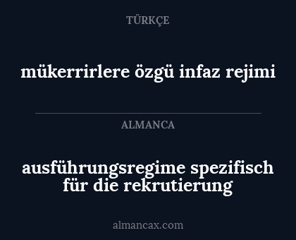 mükerrirlere özgü infaz rejimi - ausführungsregime spezifisch für die rekrutierung